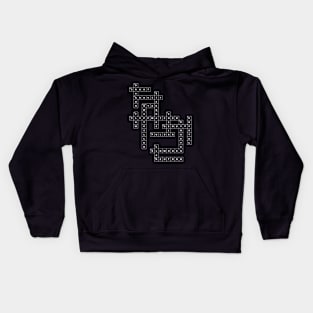 (1980DE-D) Crossword pattern with words from a famous 1980 science fiction book. [Dark Background] Kids Hoodie